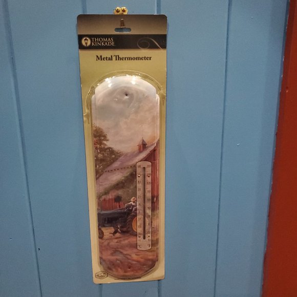 "Thomas Kinkade Summer Farm" - Retro Large Metal Thermometer - Indoor/Outdoor - Picture 2 of 8